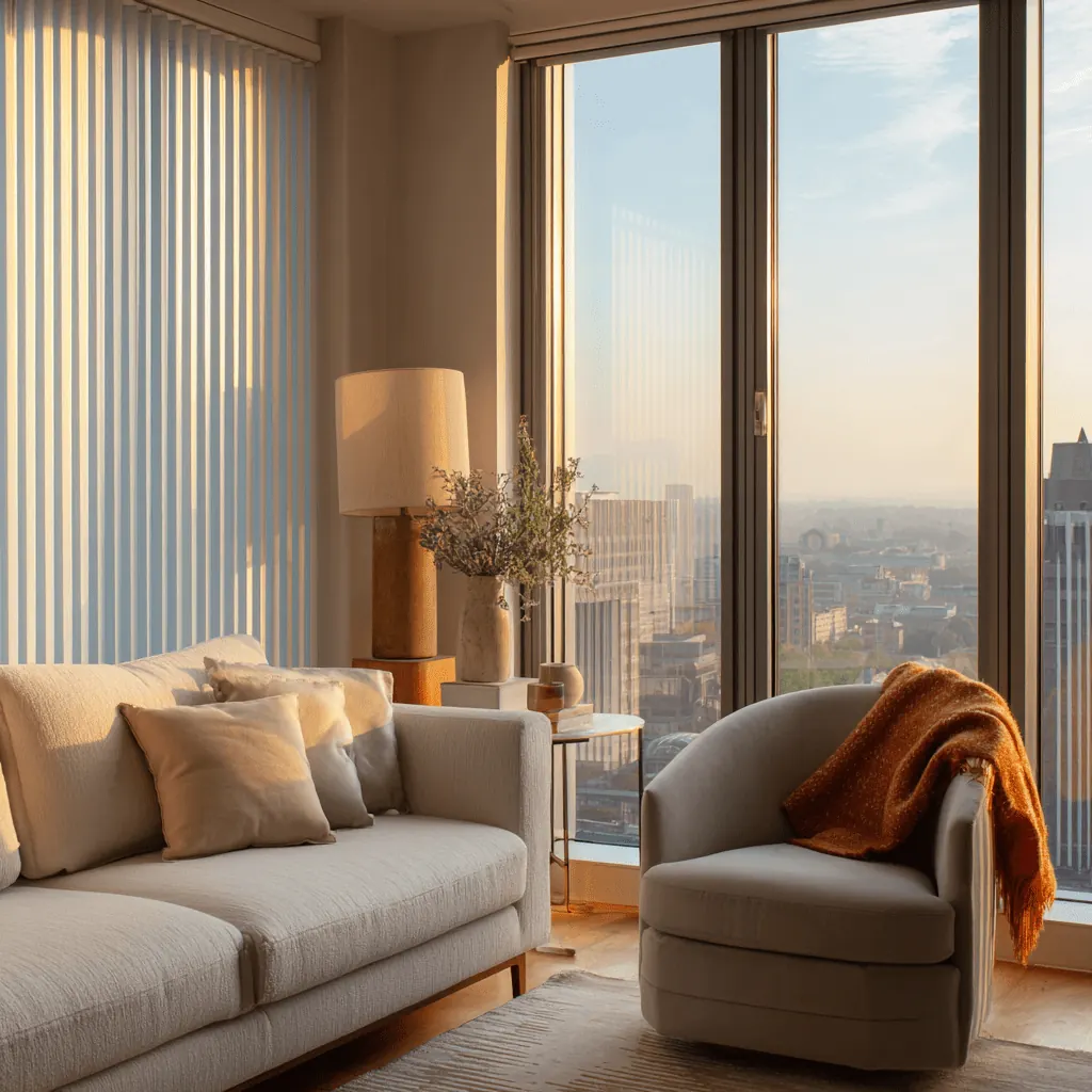 Cellular shades in a Avon living room